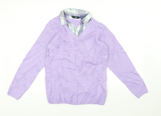 Isle Essentials Womens Purple Pullover Jumper Size 12