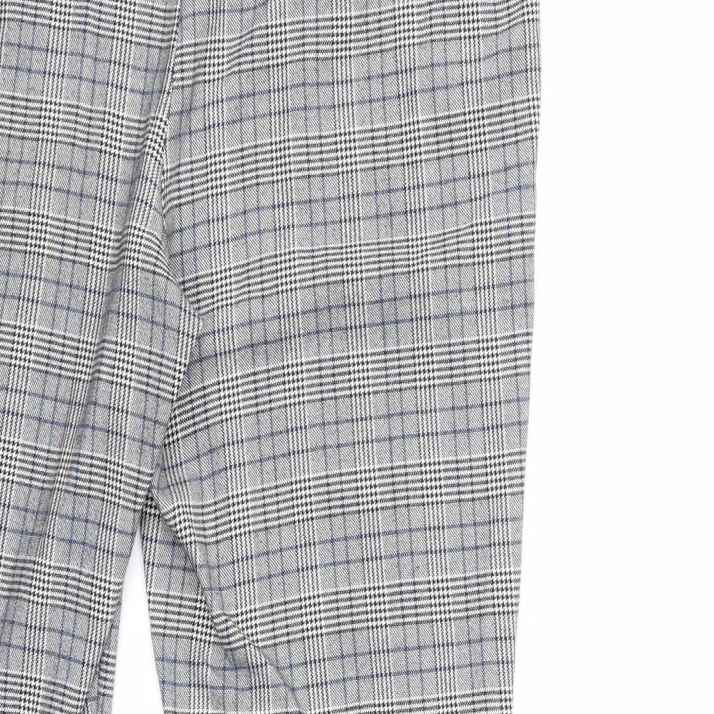 Primark Womens Grey Check Trousers Size 12 L26 in