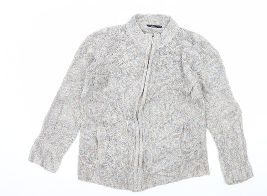 Bonmarché Womens Grey Knit Full Zip Jumper Size S