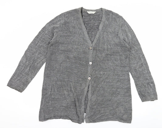 St Michael Womens Grey Knit Cardigan Jumper Size 18