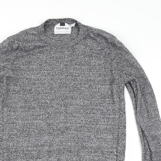 Topman Mens Grey Herringbone Pullover Jumper Size XS