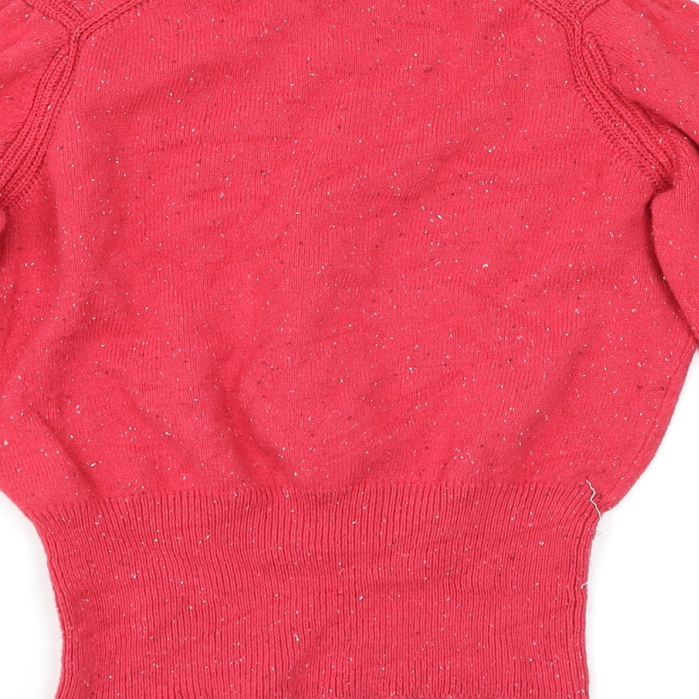 Marks & Spencer Womens Pink Herringbone Pullover Jumper Size 10
