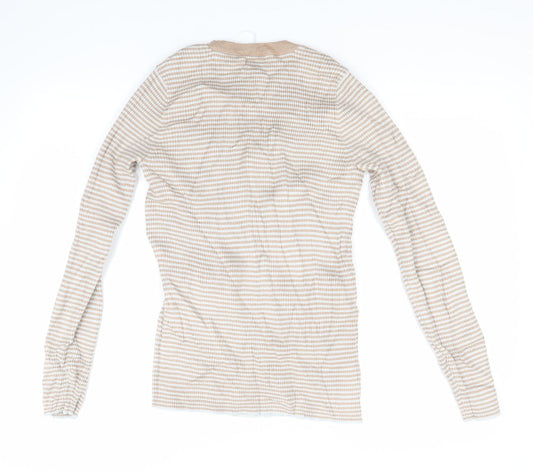 Pieces Womens Beige Striped Knit Pullover Jumper Size M