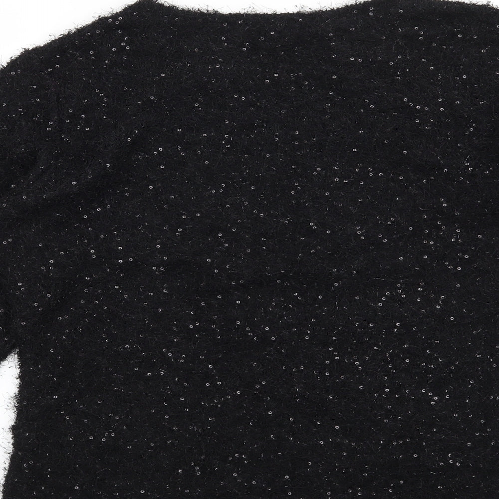 Text Womens Black Pullover Jumper Size M