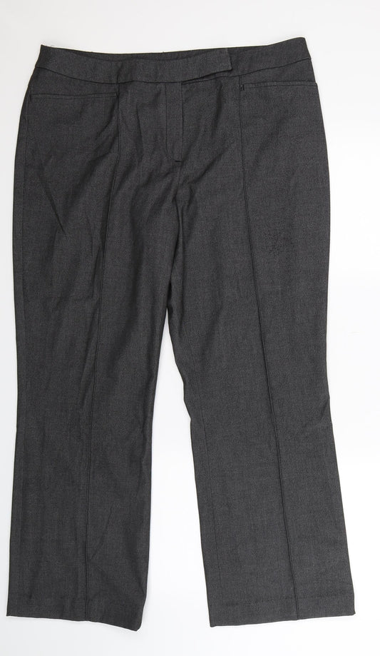 Womens UK Size 14 Debenhams Regular Fit Dress Pants Grey Trousers