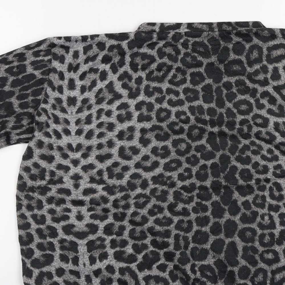 QED London Womens Grey Animal Print Pullover Sweatshirt Size 10
