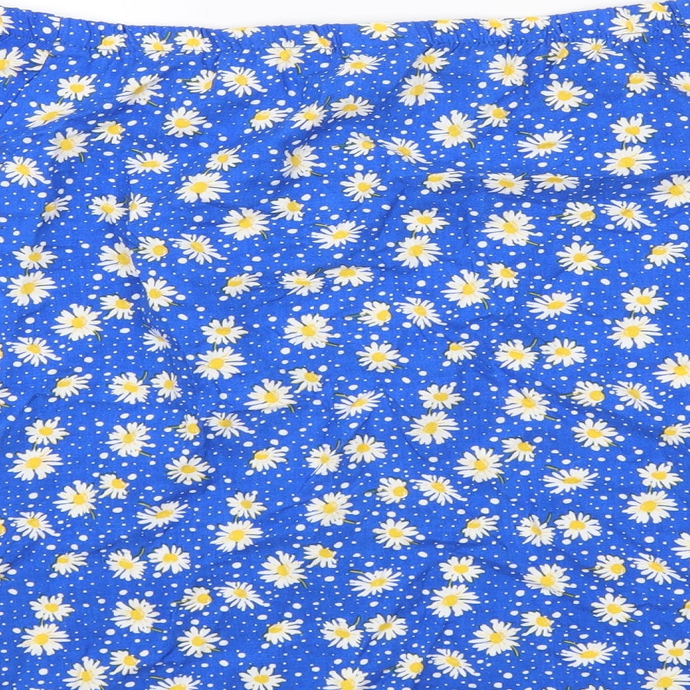 George Womens Blue Floral Basic Blouse Size 8