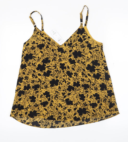 George Womens Yellow Floral Camisole Tank Size 8