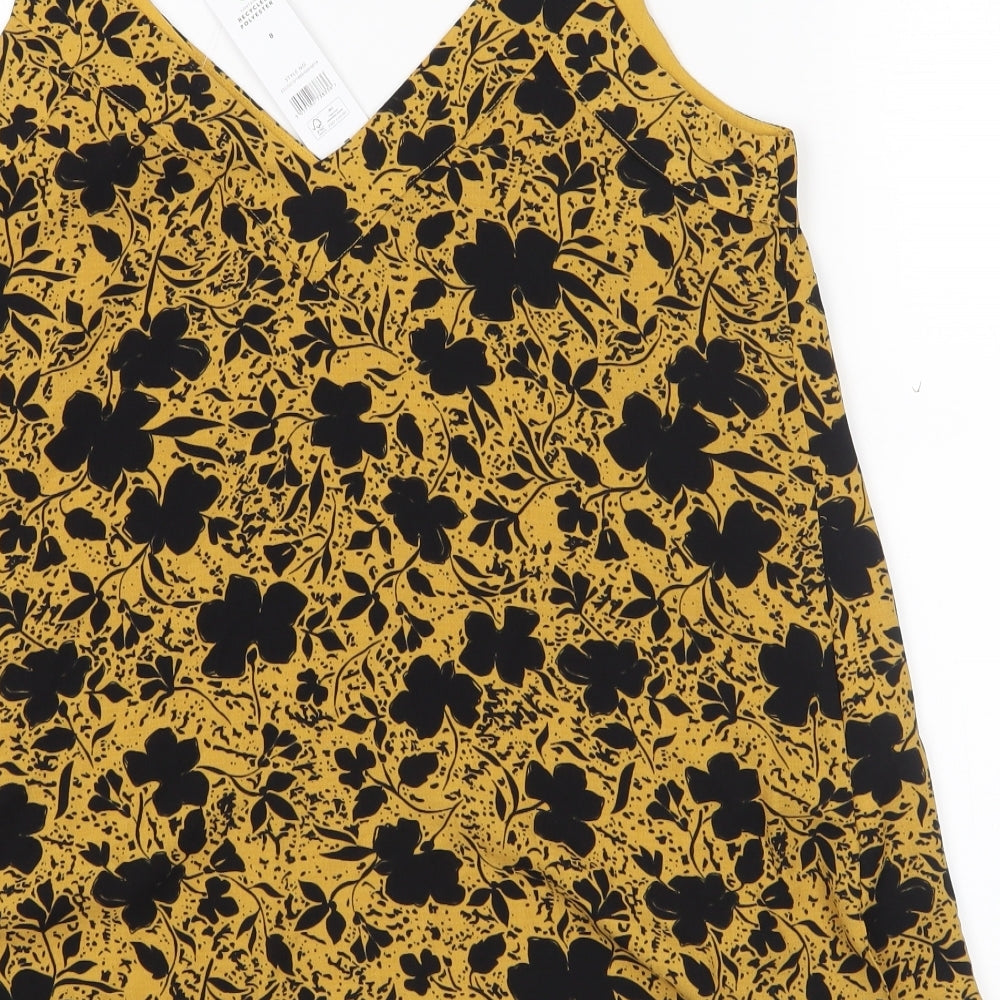 George Womens Yellow Floral Camisole Tank Size 8