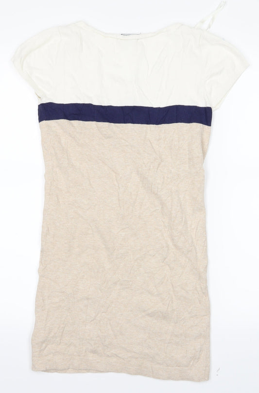 Matalan Womens Beige Striped Shirt Dress Size 8