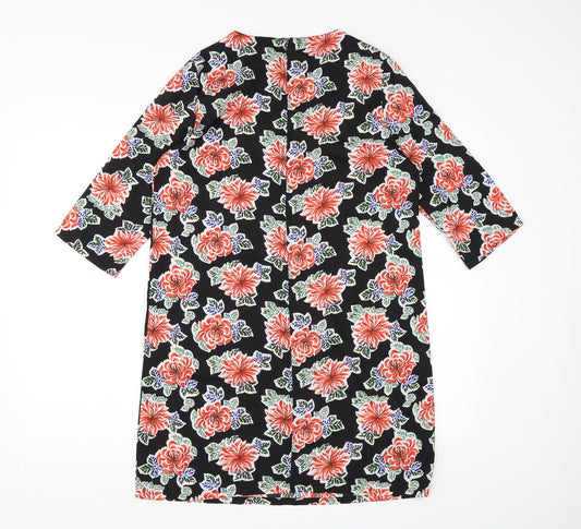 Boohoo Womens Black Floral Chiffon A-Line Size 10