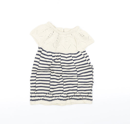 NEXT Girls White Striped Knit A-Line Size 9-12 Months