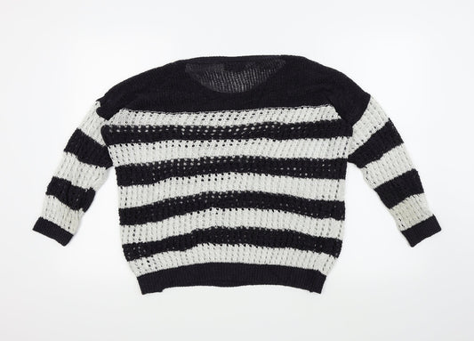 Wallis Womens Blue Striped Pullover Jumper Size M