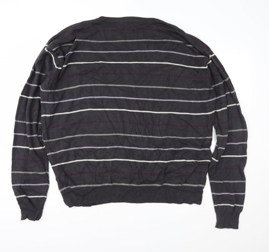 Matalan Mens Grey Striped Knit Pullover Jumper Size XL