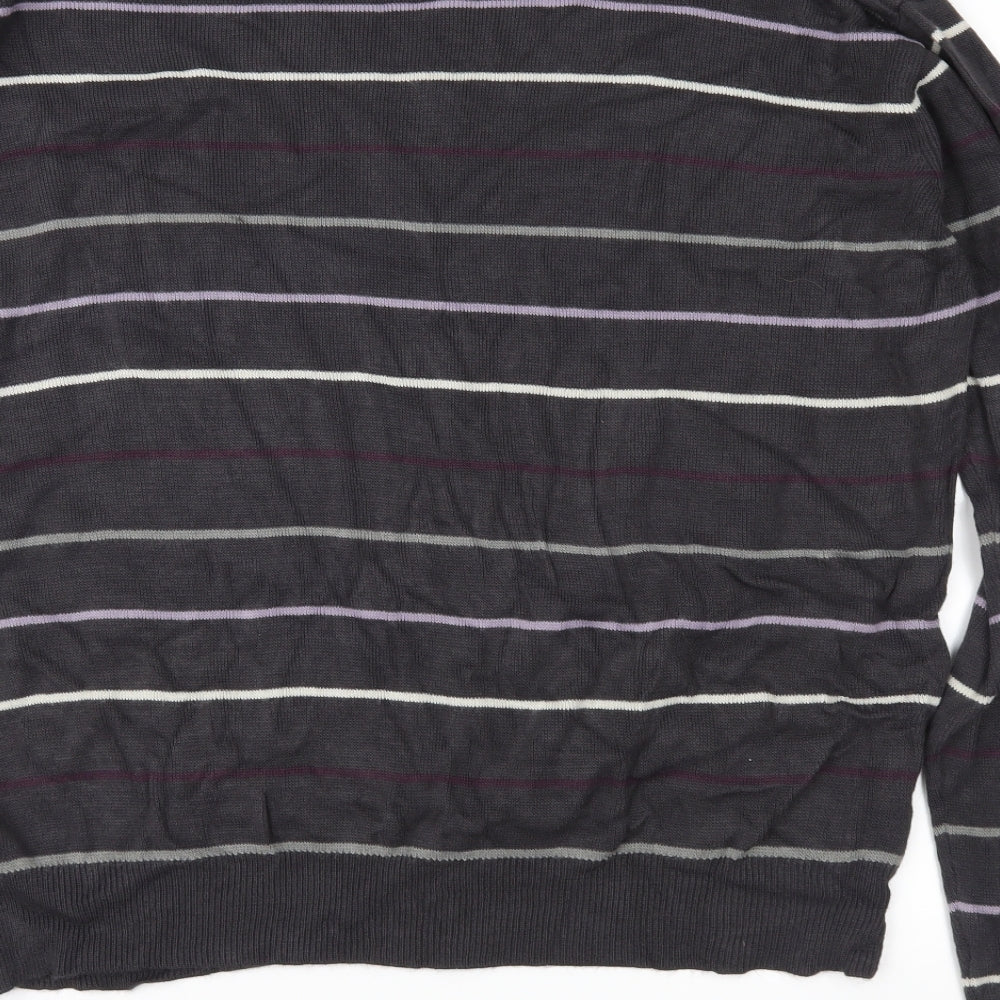 Matalan Mens Grey Striped Knit Pullover Jumper Size XL