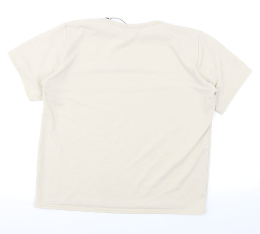 I SAW IT FIRST Womens Beige Basic T-Shirt Size 12