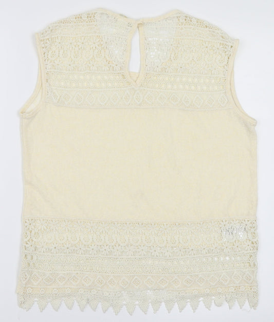 Womens UK Size XS H&M Ivory Basic T-Shirt