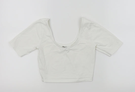 Womens UK Size 4 ASOS White Cropped T-Shirt