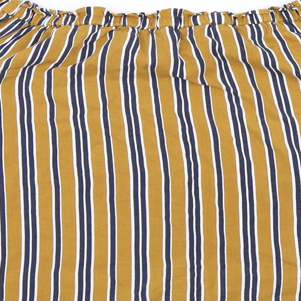 Matalan Womens Yellow Striped Basic Blouse Size 14