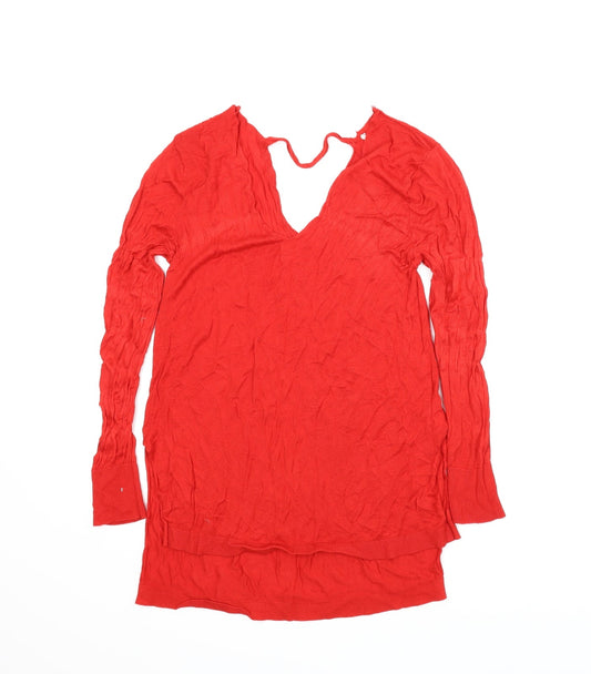 Peacocks Womens Red Tunic Jumper Size 16 - Keyhole neck