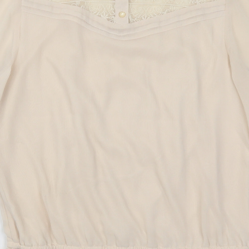 Womens UK Size 8 H&M Beige Basic Blouse