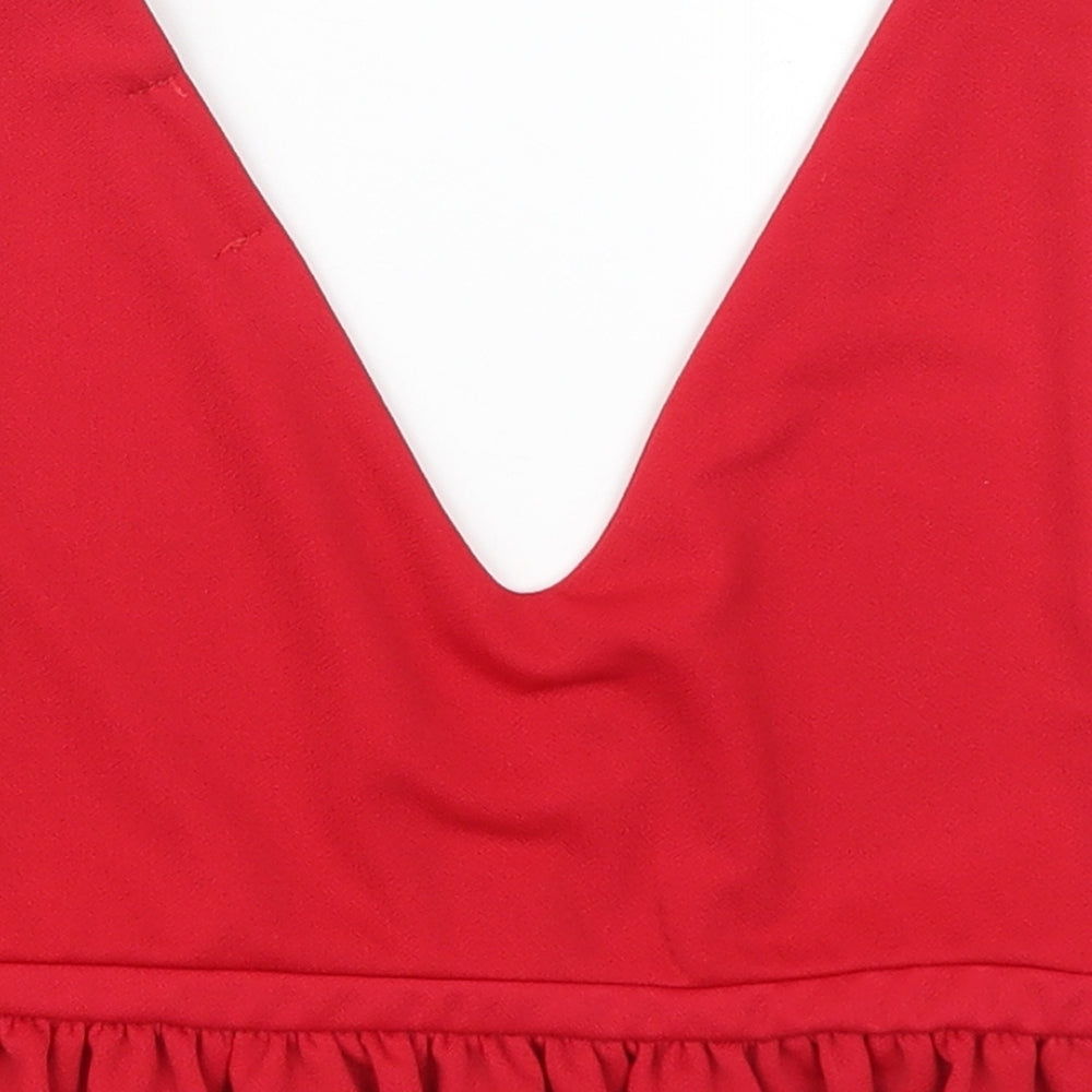 Pretty Little Thing Womens Red Cropped Tank Size 8