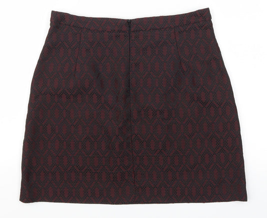 New Look Womens Red Geometric Mini Skirt Size 8