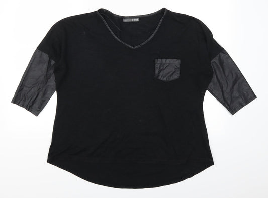Womens UK Size 12 Atmosphere Black Basic T-Shirt