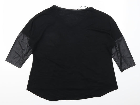 Womens UK Size 12 Atmosphere Black Basic T-Shirt