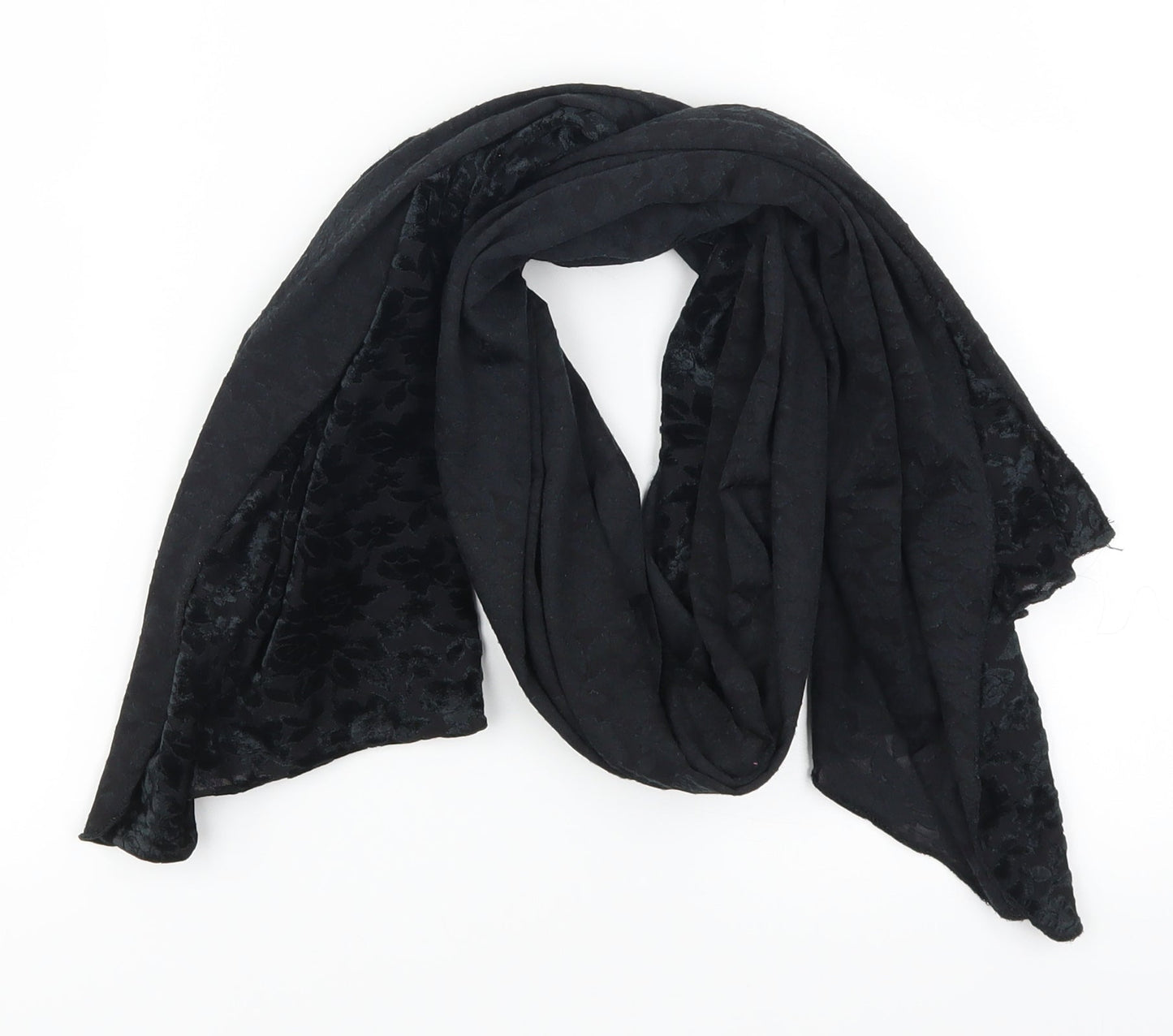 Preworn Womens Black Floral Scarf