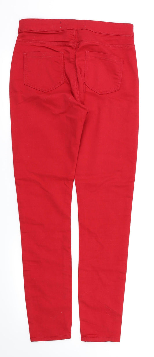 Denim & Co Womens Red Houndstooth Skinny Jeans Size 10 L29 in