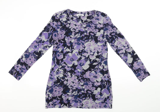 Marks & Spencer Womens Purple Floral A-Line Size 8