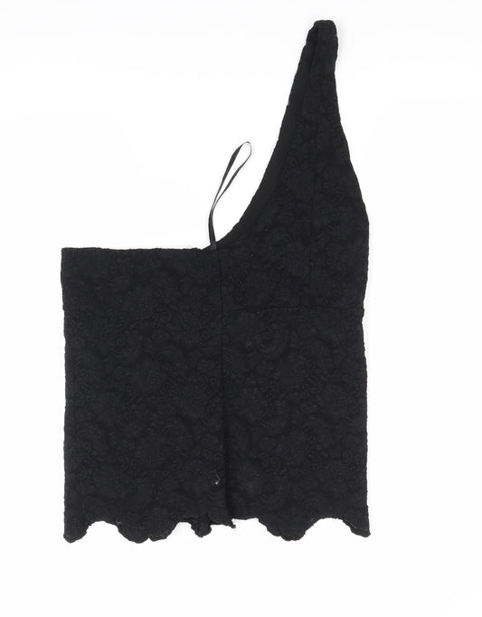 Fransa Womens Black Floral Basic Blouse Size L