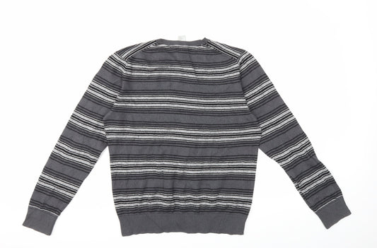 Gap Mens Grey Striped Knit Pullover Jumper Size M
