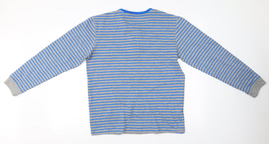 easy Mens Grey Striped Pullover Jumper Size L