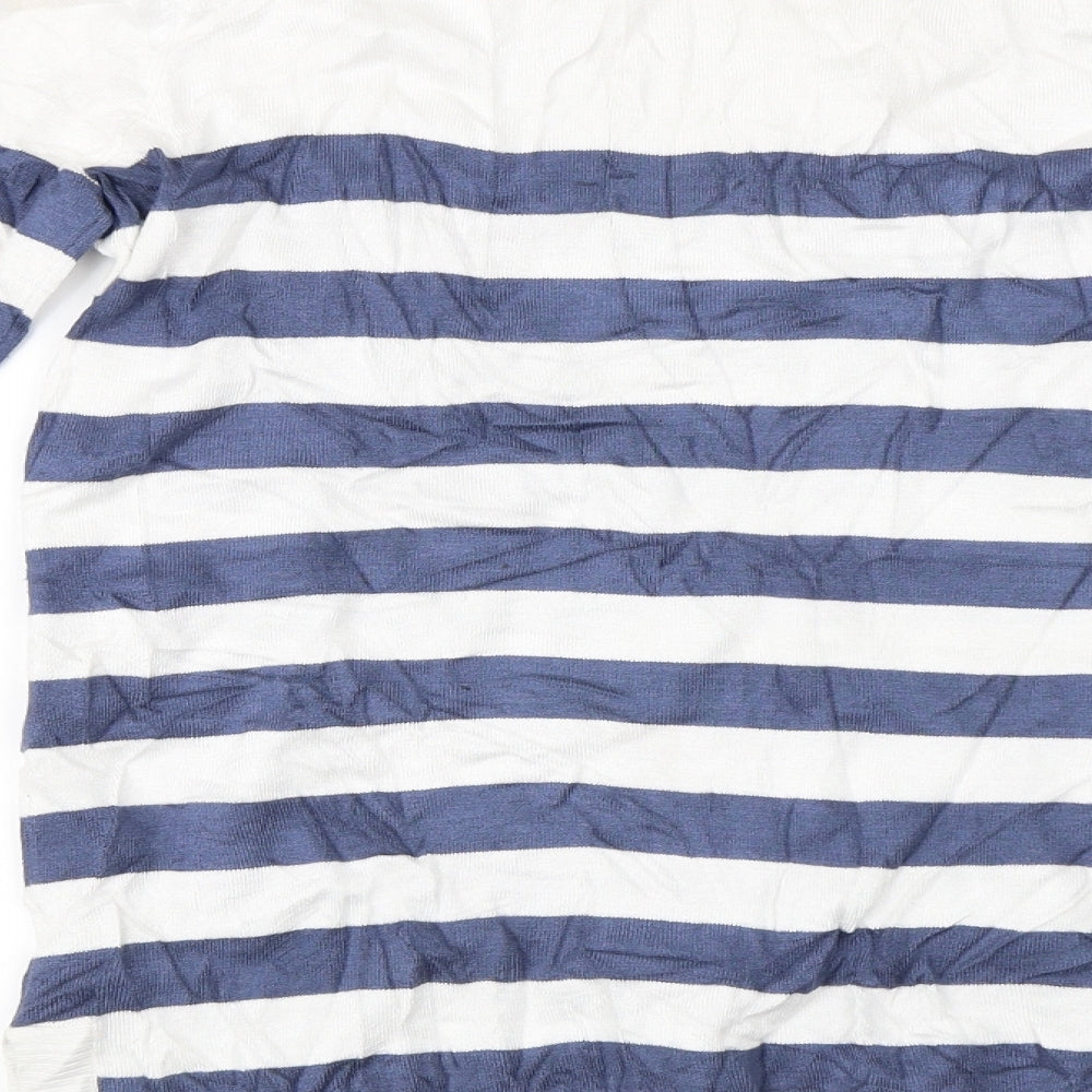 Attitudes Womens White Striped Pullover Jumper Size XS