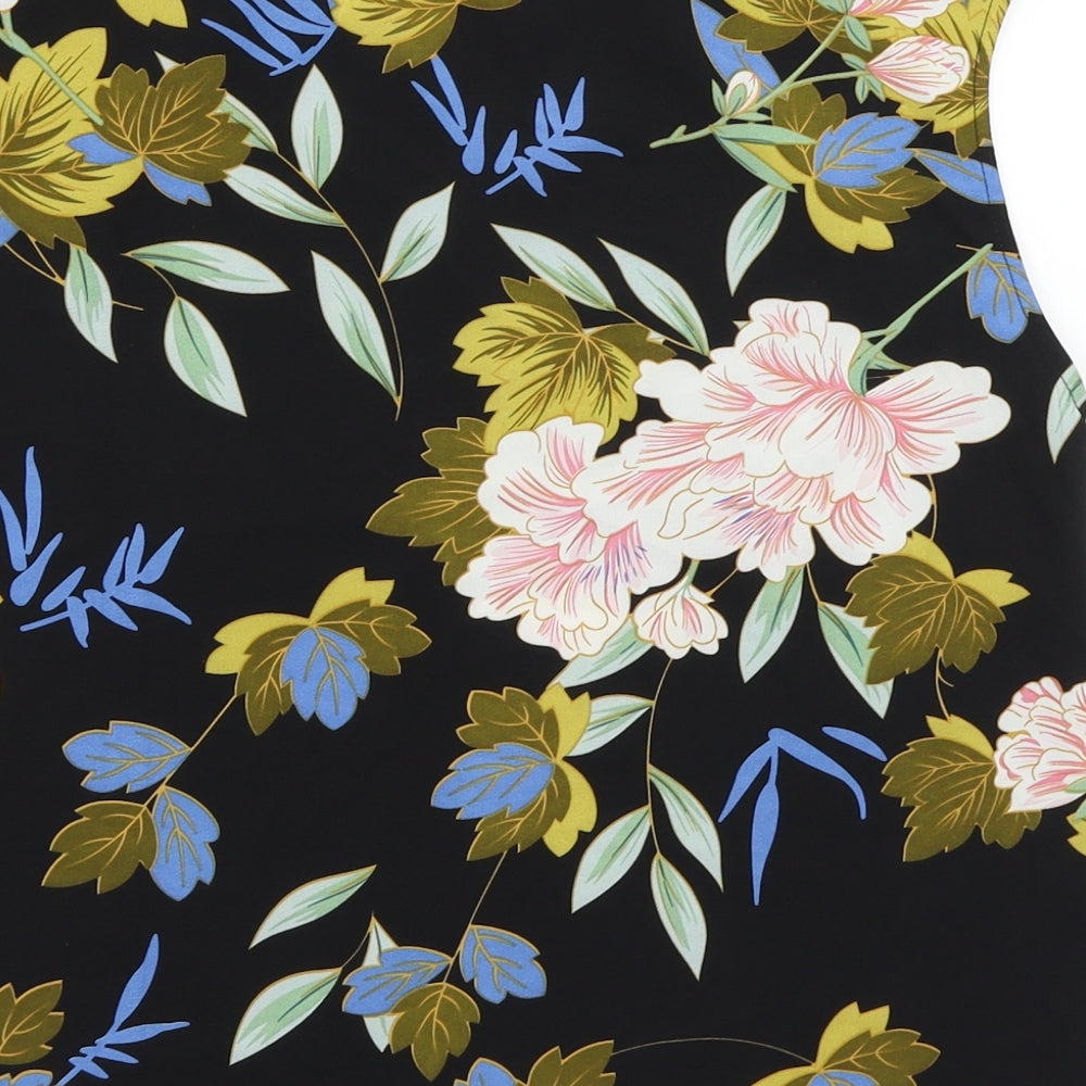 SheIn Womens Black Floral Basic Blouse Size XS