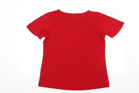Susan Graver Womens Red Basic T-Shirt Size S