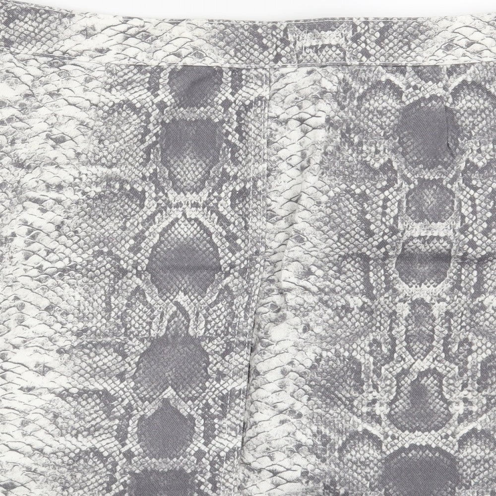 New Look Womens Grey Animal Print Mini Skirt Size 10