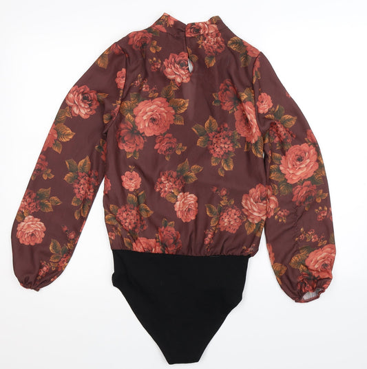 New Look Womens Brown Floral  Bodysuit One-Piece Size 10
