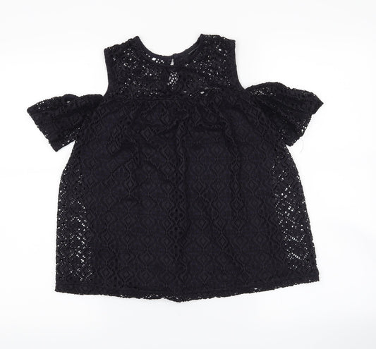 Atmosphere Womens Black Floral Basic Blouse Size 10