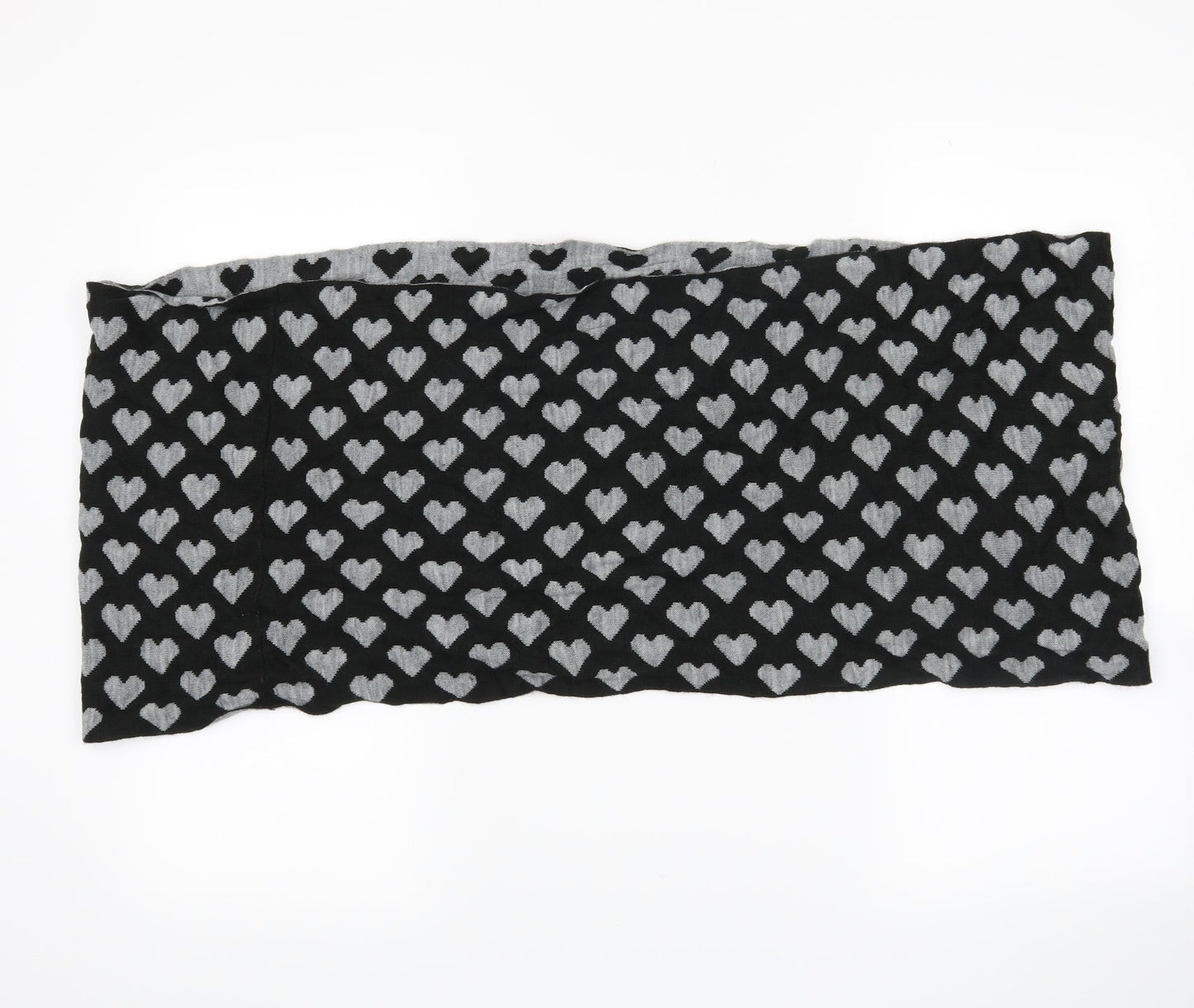 redherring Womens Black Scarf - heart pattern