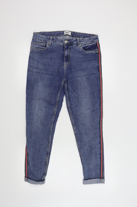 Womens UK Size 31 in Only Regular Fit Cropped Blue Jeans