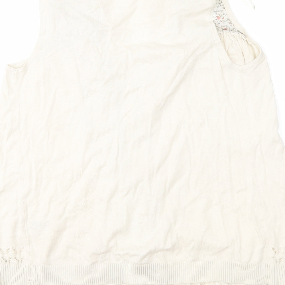 F&F Womens Beige Floral Knit Cardigan Jumper Size 14