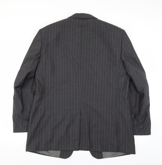 Angelico Mens Grey Striped  Jacket Suit Jacket Size 40