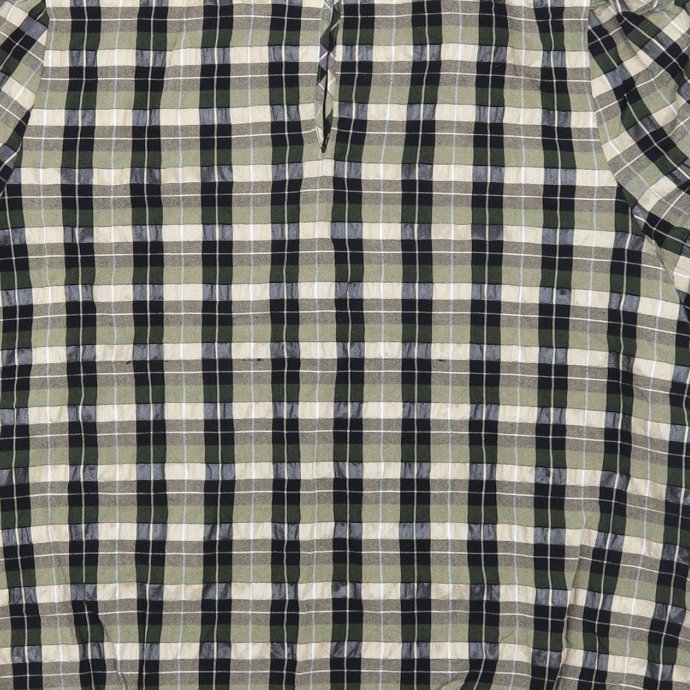 Preworn Womens Green Check Basic Blouse