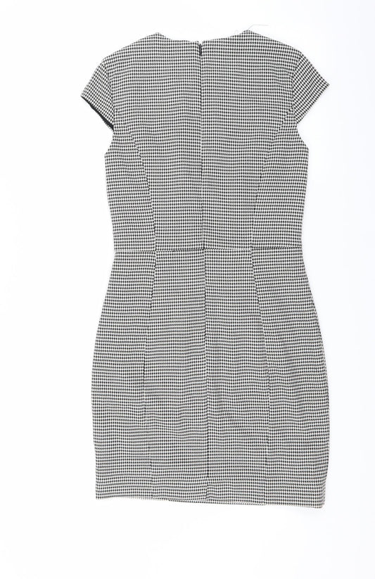 H&M Womens Green Houndstooth Pencil Dress Size 6