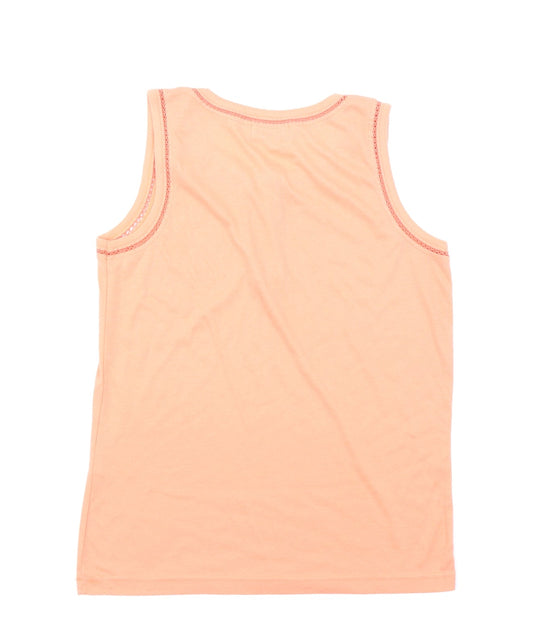 Design Essentials Womens Orange Basic Tank Size S