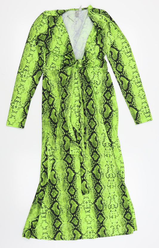 ASOS Womens Green Geometric Fit & Flare Size 4