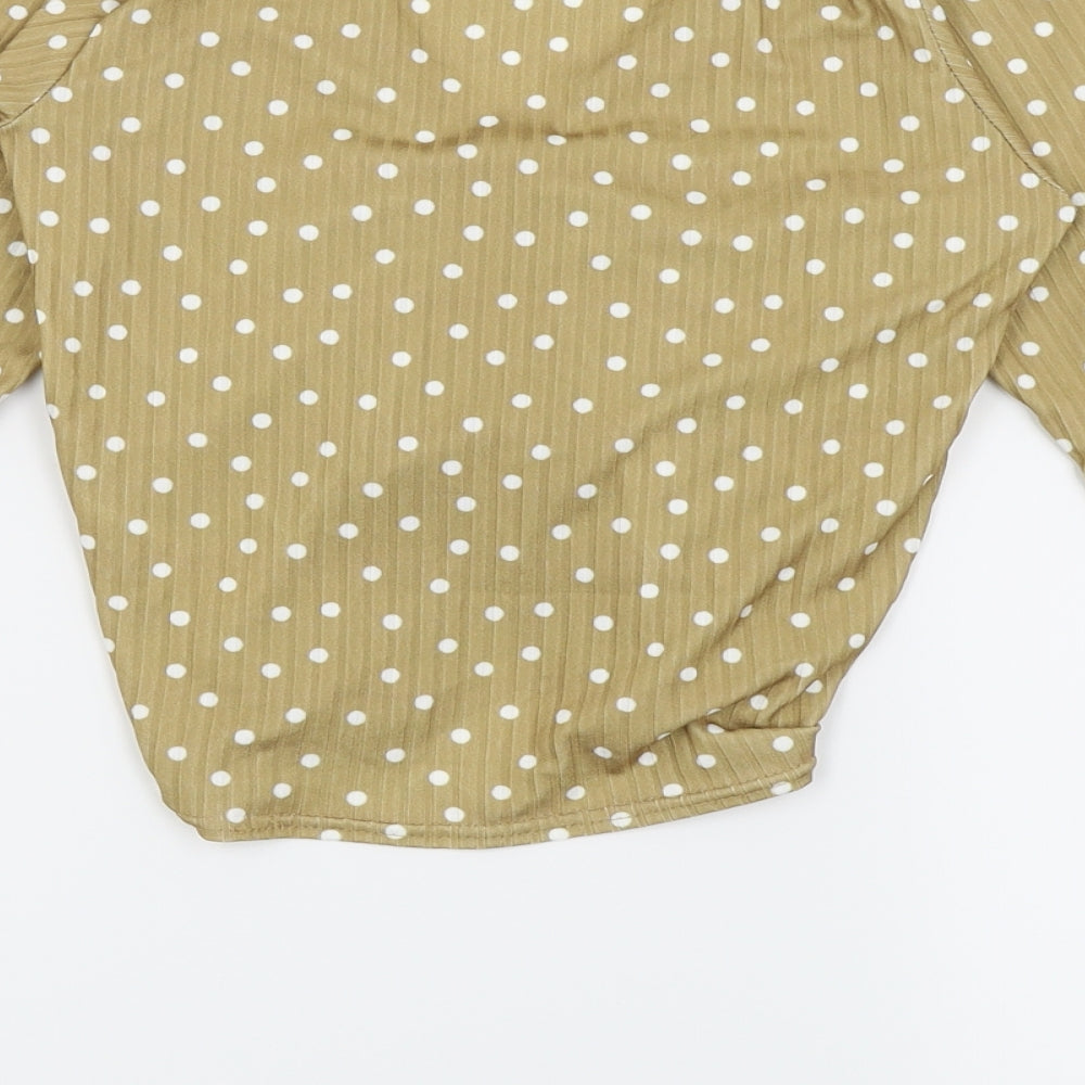 Womens UK Size 8 New Look Beige Cropped T-Shirt